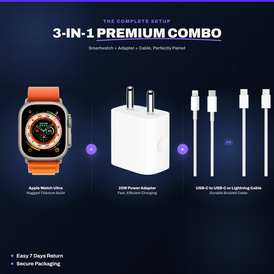 zappkit 3-in-1 Combo (Smartwatch + Adaptor + Cable)