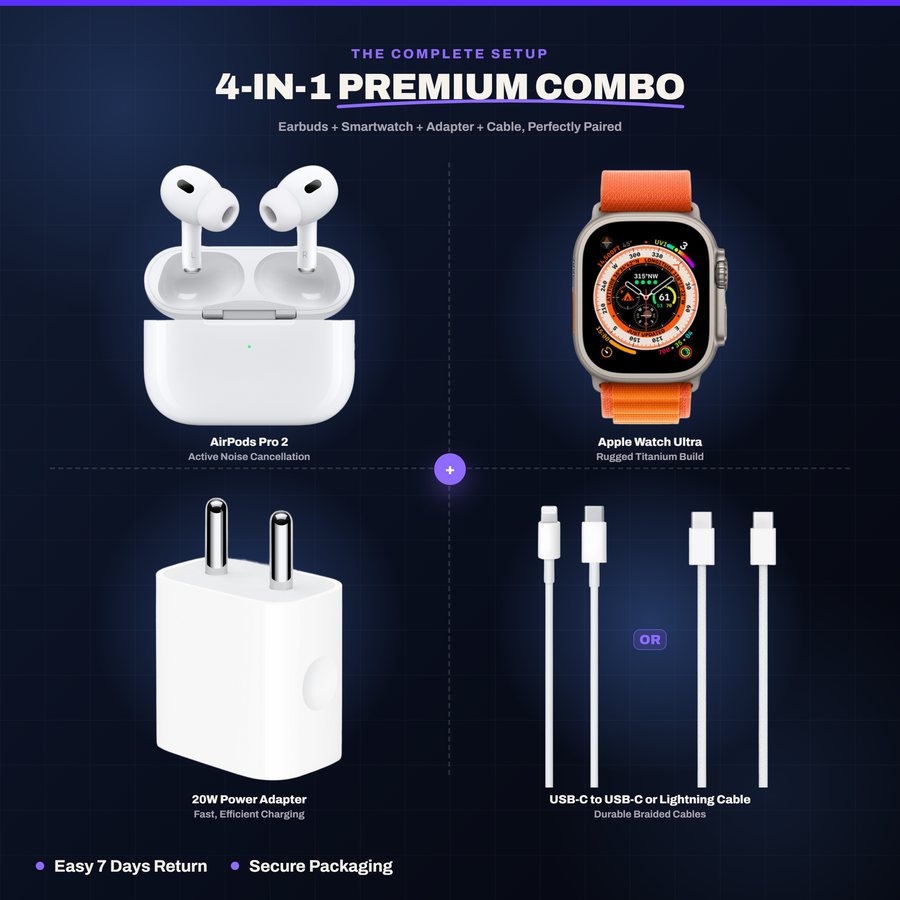zappkit 4-in-1 Combo (Pods + Smartwatch + Adaptor + Cable)